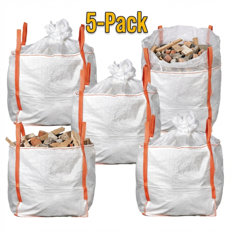 Big Bags 85×85×85 cm 1000kg – Pack of 5 | Skirt Top | Flat Bottom