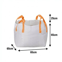 A white tiny big bag with orange cross corner loops. 2