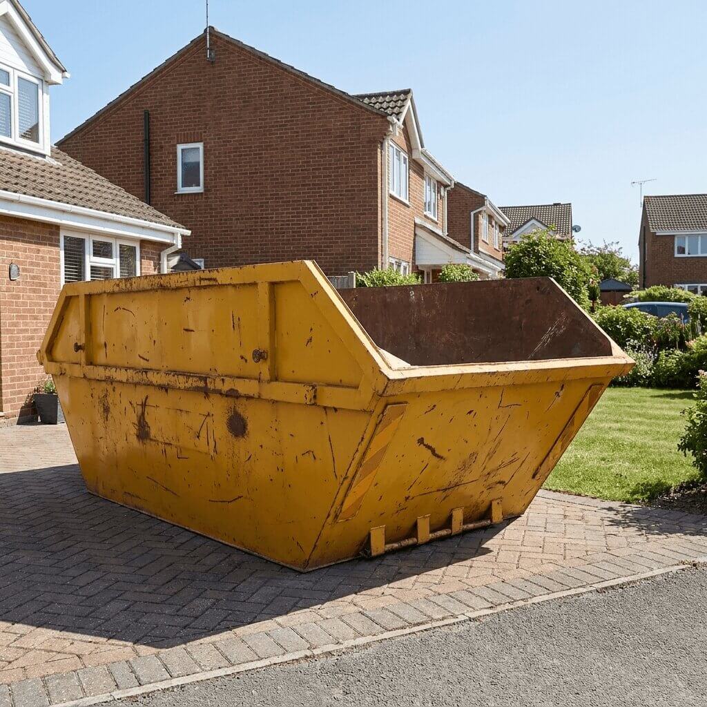 Traditional metal skip container