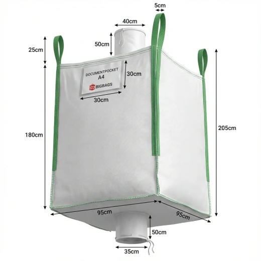 Big Bag med Påfyllnings- & Utloppsstos (95x95x180cm) | 123BigBags