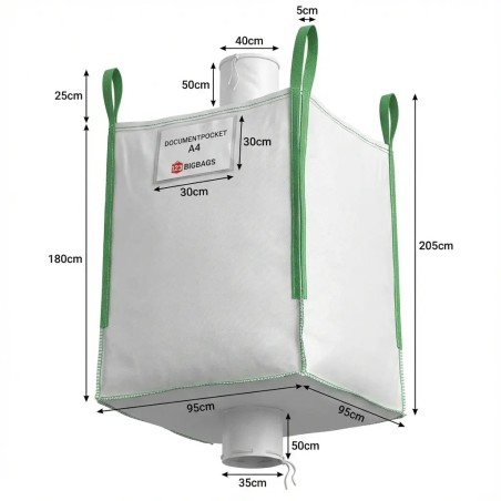 Big Bag med Påfyllnings- & Utloppsstos (95x95x180cm) | 123BigBags
