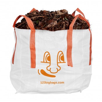 Small big bag filled with leaves.