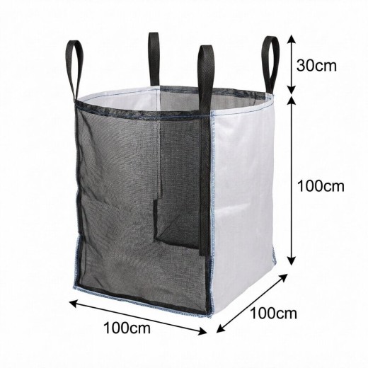 Ventilerad Big Bag med myggnät för ved 1m³ (100x100x100cm) – Torkningssäck för ved | 123BigBags