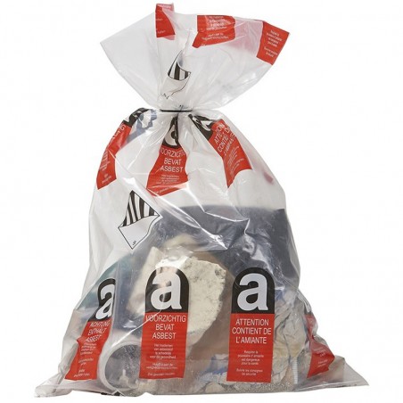 Closed and filled asbestos bag