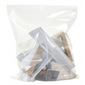 Low density polyethylene bag filled with rubble