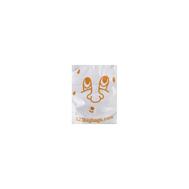 Printed face on the white rubble bag
