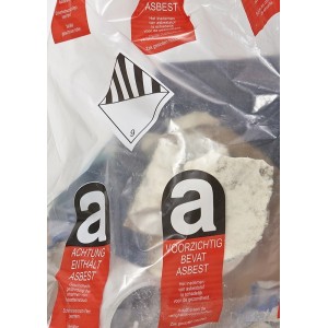 Asbestos logo on asbestos LDPE bag