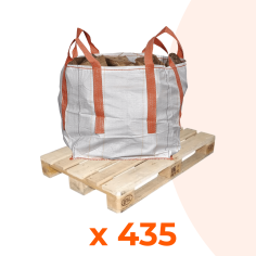 Medium big bag on a pallet with a text  below '435 times'